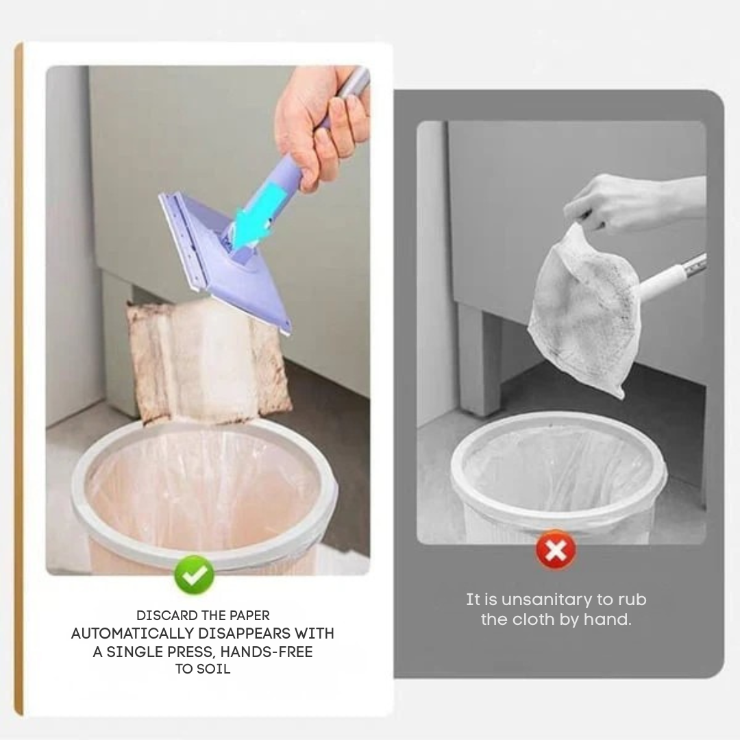 Nettoyant de Sol | Mop Plat avec Tête Rotative à 360° | Remplacement de Pad Sans Contact | MopMate