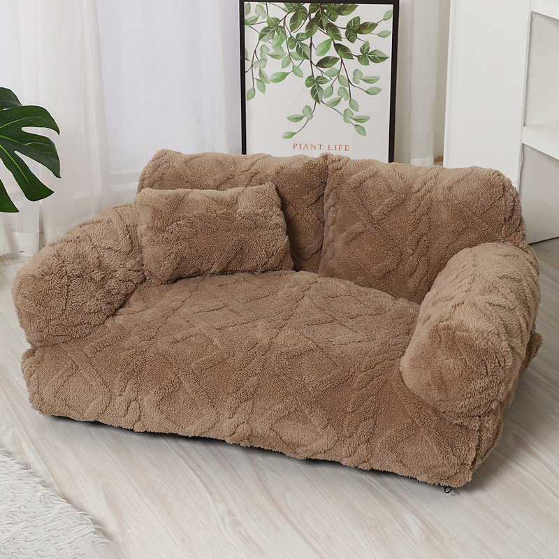 Lit pour chien en canapé confortable avec bord surélevé – Design en peluche douce