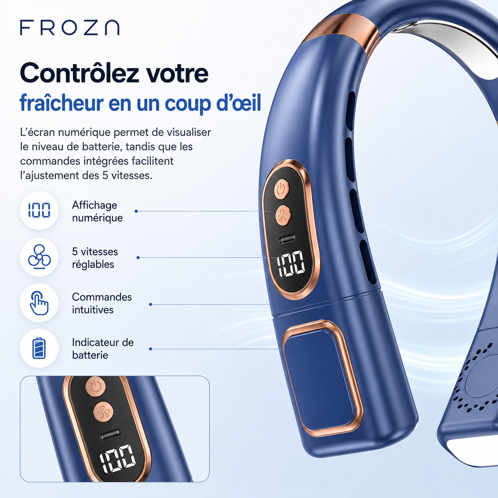 Froza – Ventilateur de Cou Numérique à Refroidissement 360°