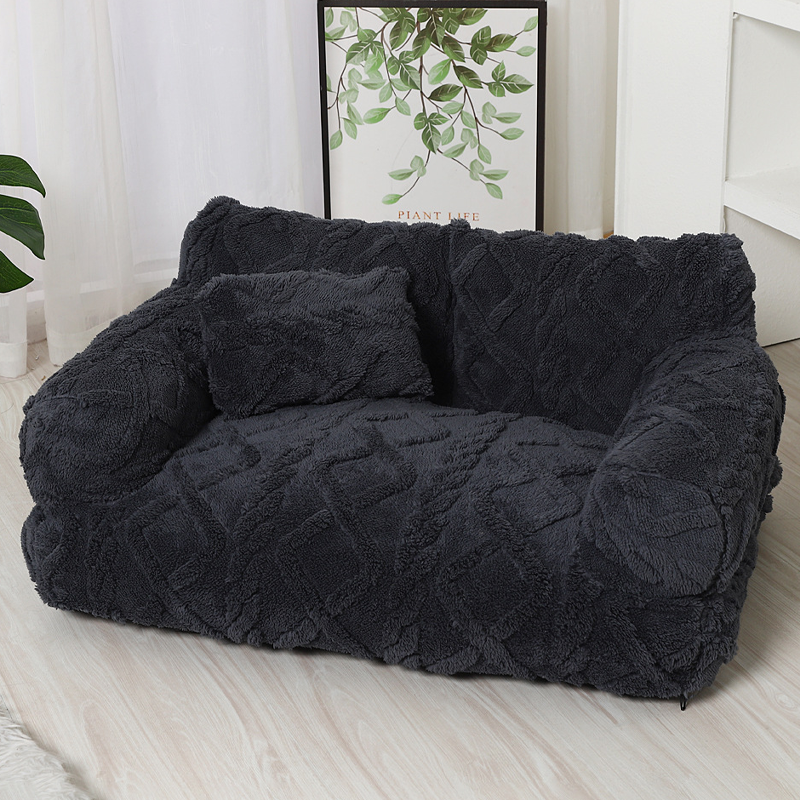Lit pour chien en canapé confortable avec bord surélevé – Design en peluche douce