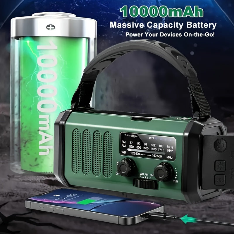StormMate X10 Radio d'urgence avec powerbank de 10.000 mAh | Solaire, manivelle & USB-C | Lumière LED, alarme SOS & boussole | AM/FM/NOAA