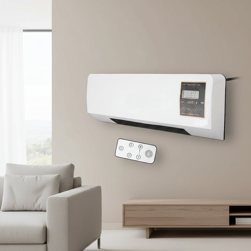 Climatiseur mural mobile 4-en-1 Refroidissement Chauffage Ventilation Déshumidification Silencieux Minuterie LCD Blanc | Sansoti