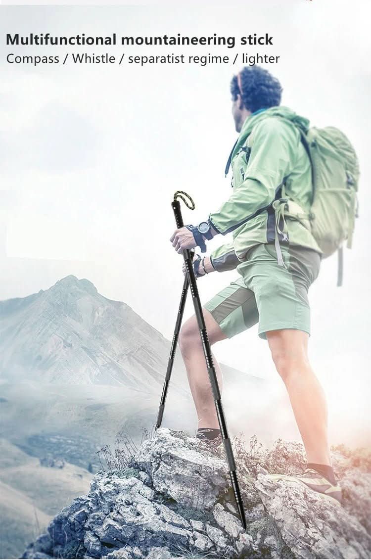 Équipement d'Aventure | Bâton de Randonnée Tactique avec Fonctionnalité Multi-Outils | Léger et Durable pour la Préparation en Plein Air