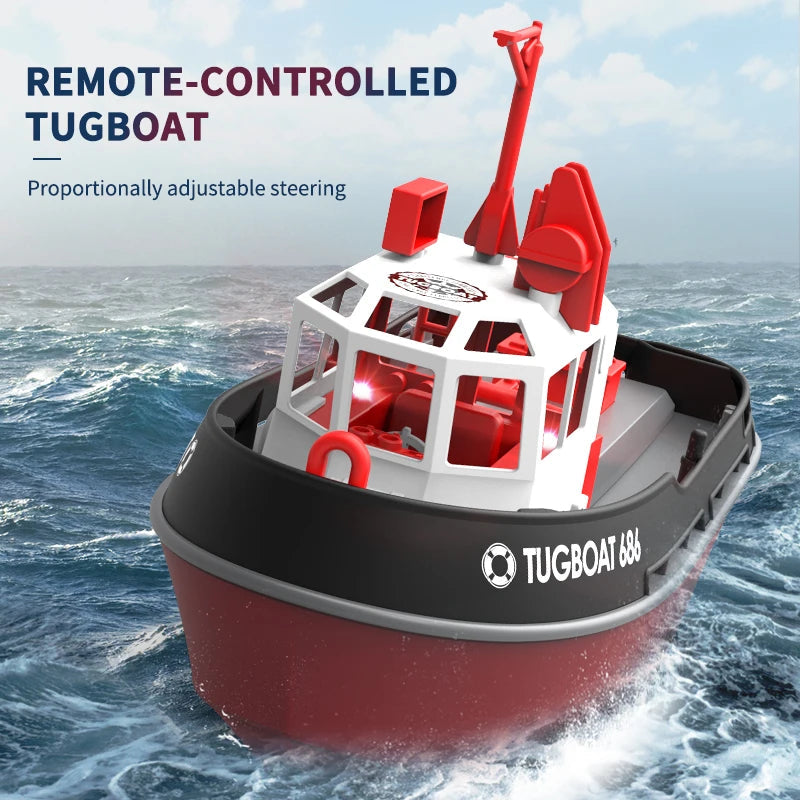 Tugboat Aventure | Bateau RC avec Double Moteurs et Contrôle à Longue Portée | Design Durable pour des Jeux Aquatiques Palpitants