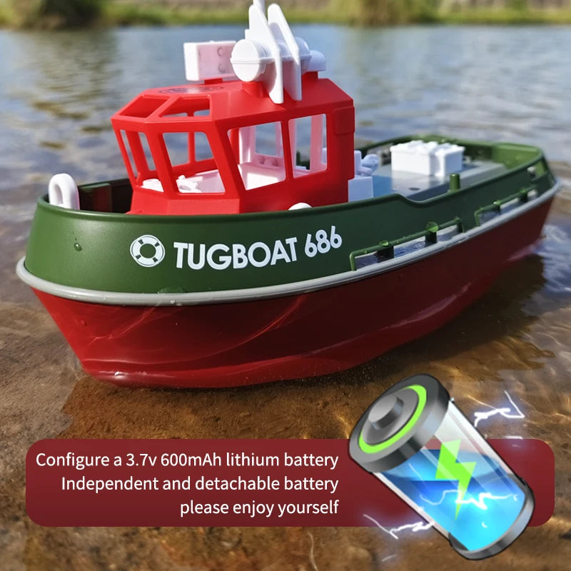 Tugboat Aventure | Bateau RC avec Double Moteurs et Contrôle à Longue Portée | Design Durable pour des Jeux Aquatiques Palpitants