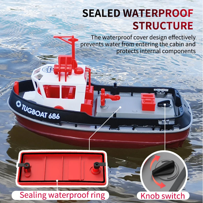 Tugboat Aventure | Bateau RC avec Double Moteurs et Contrôle à Longue Portée | Design Durable pour des Jeux Aquatiques Palpitants