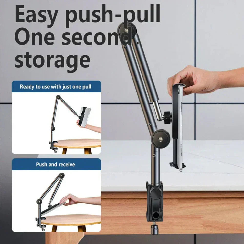 Support Ajustable en Aluminium 360° ElevatePro pour Tablettes et Téléphones