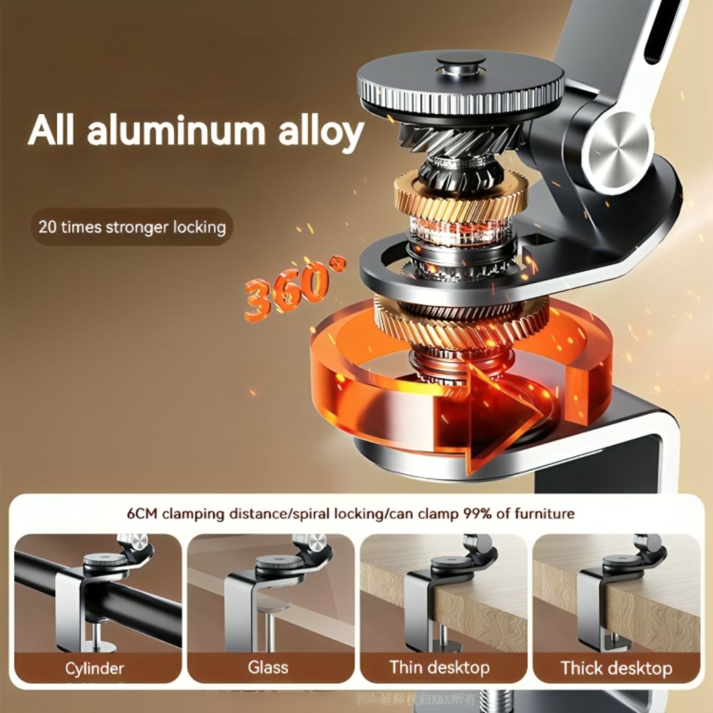 Support Ajustable en Aluminium 360° ElevatePro pour Tablettes et Téléphones