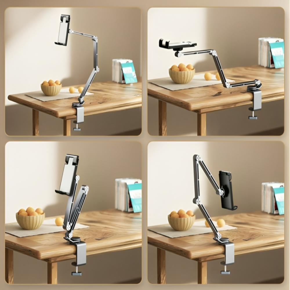 Support Ajustable en Aluminium 360° ElevatePro pour Tablettes et Téléphones