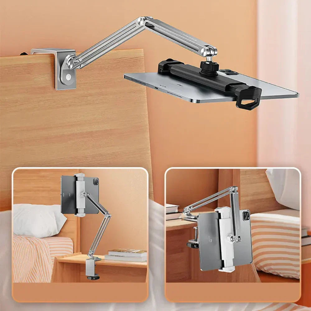 Support Ajustable en Aluminium 360° ElevatePro pour Tablettes et Téléphones