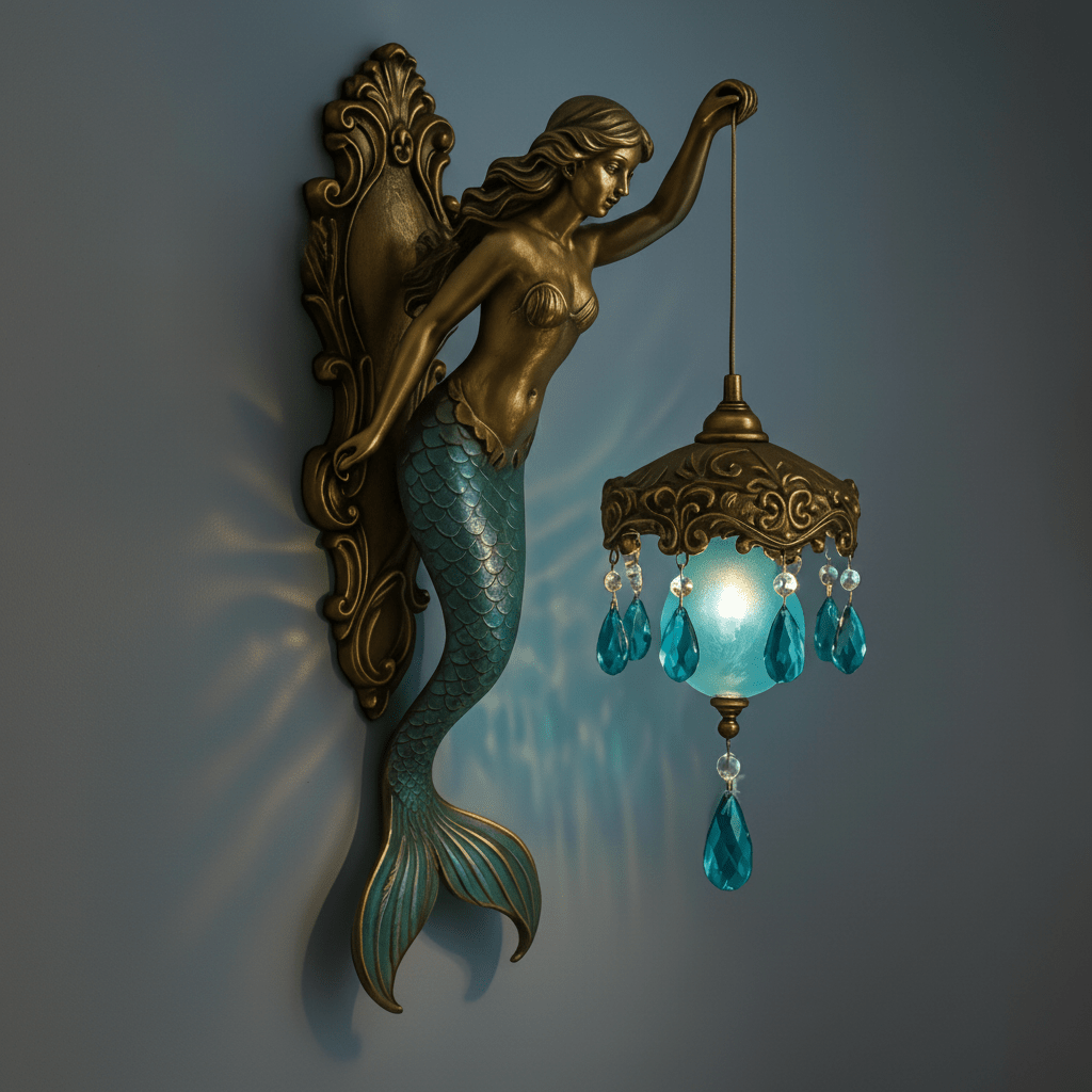 Applique Murale en Design Sirène avec Pendentif en Cristal