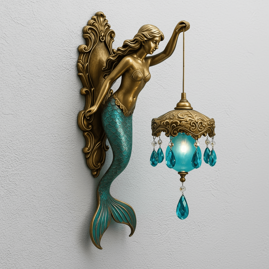 Applique Murale en Design Sirène avec Pendentif en Cristal