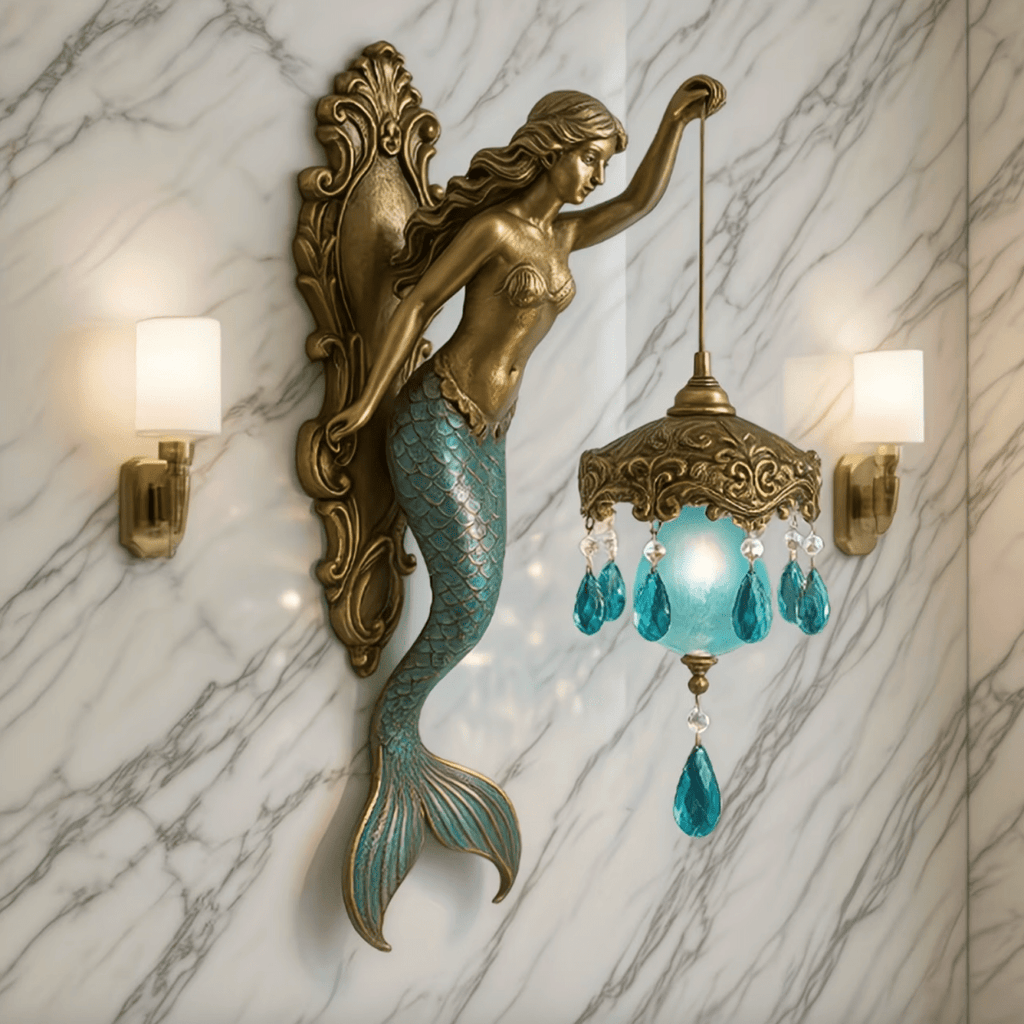 Applique Murale en Design Sirène avec Pendentif en Cristal