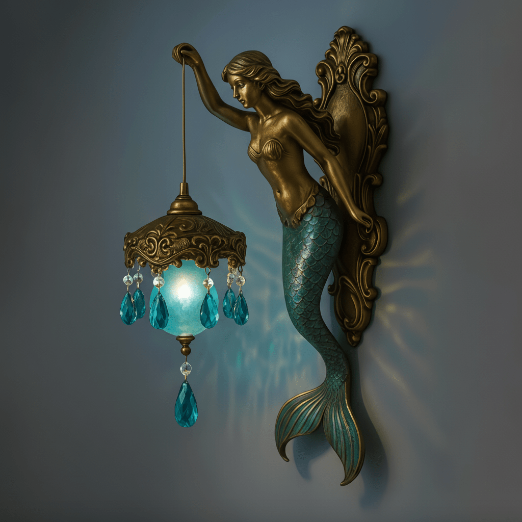 Applique Murale en Design Sirène avec Pendentif en Cristal