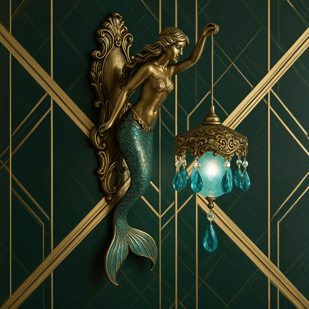 Applique Murale en Design Sirène avec Pendentif en Cristal