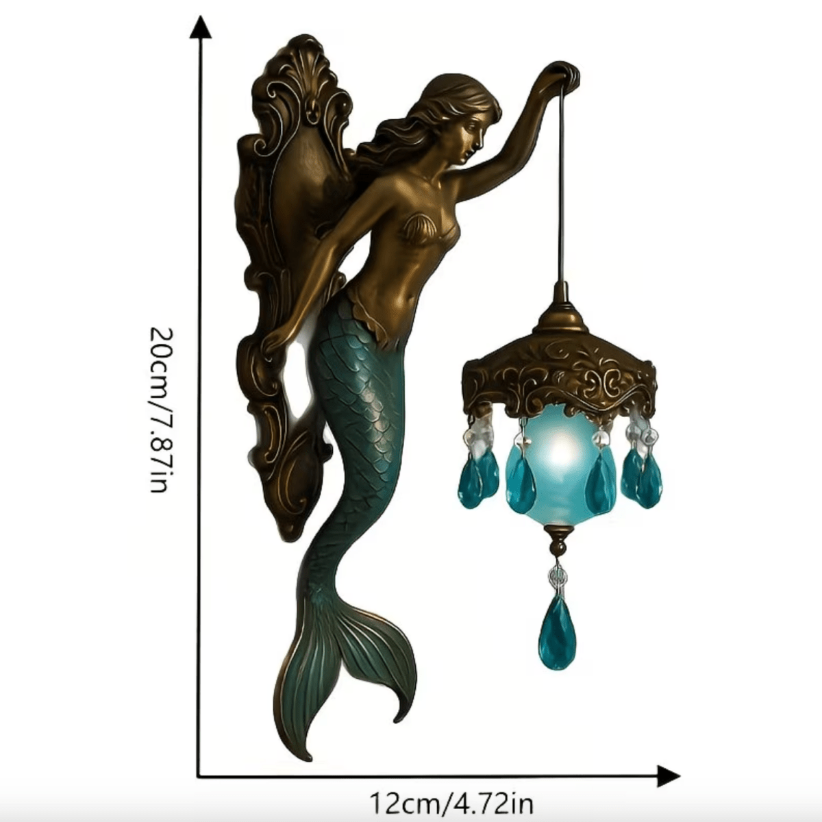 Applique Murale en Design Sirène avec Pendentif en Cristal