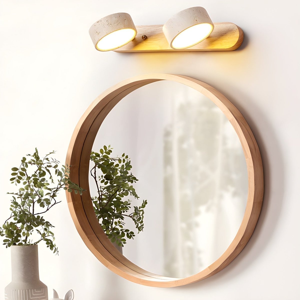 LuxeGlow - Applique murale LED contemporaine en pierre naturelle et bois