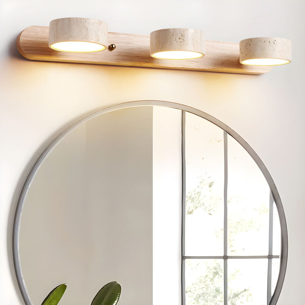LuxeGlow - Applique murale LED contemporaine en pierre naturelle et bois