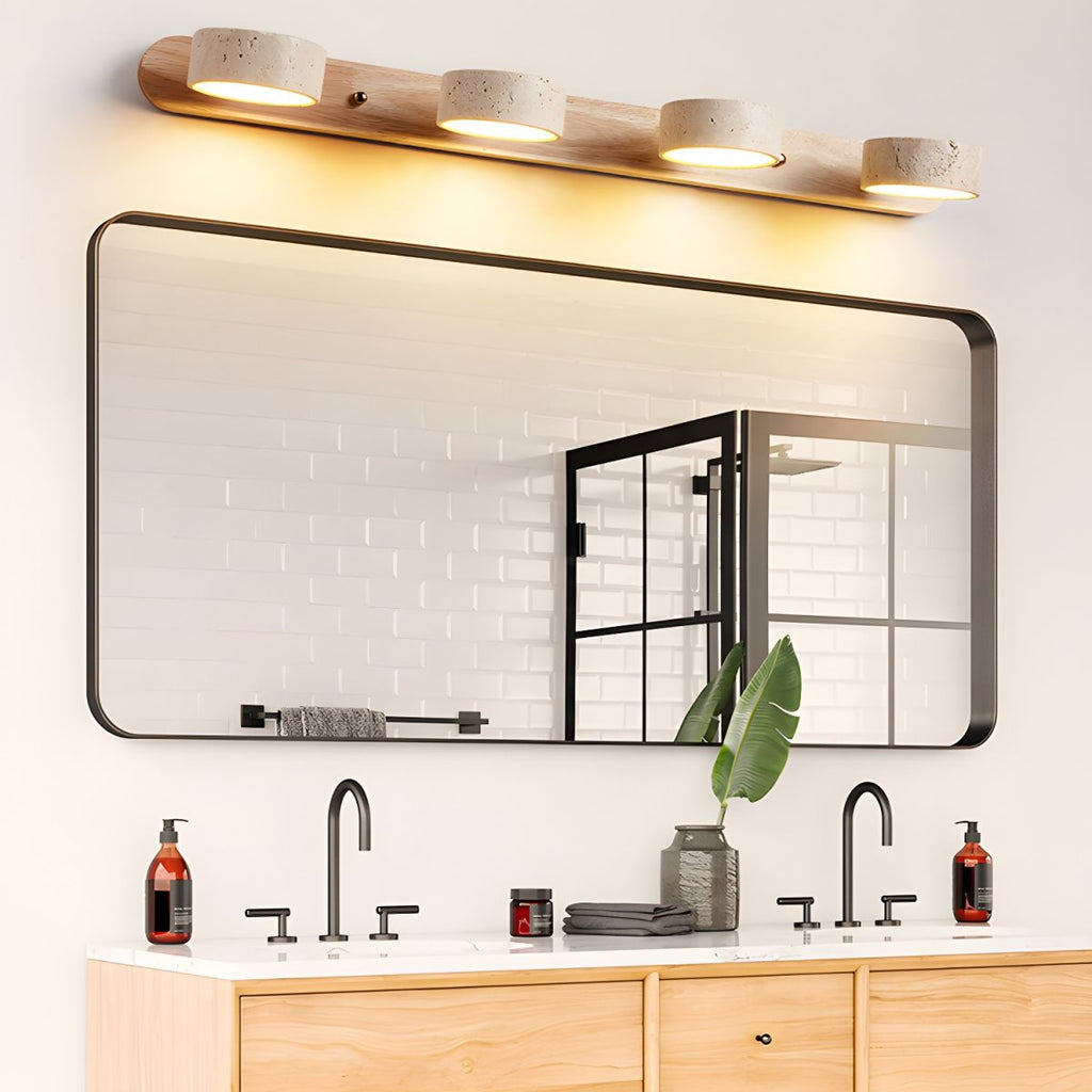 LuxeGlow - Applique murale LED contemporaine en pierre naturelle et bois