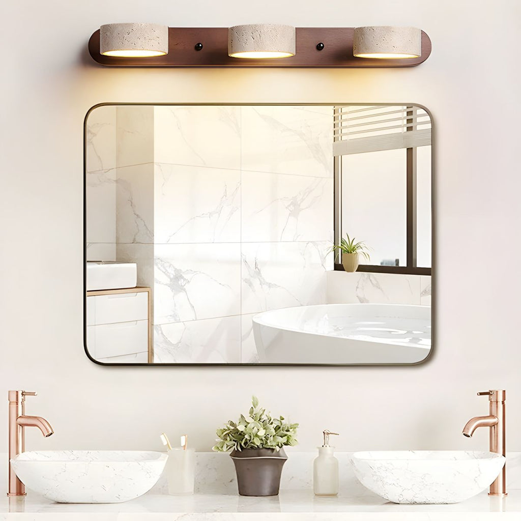 LuxeGlow - Applique murale LED contemporaine en pierre naturelle et bois