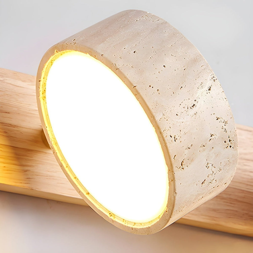 LuxeGlow - Applique murale LED contemporaine en pierre naturelle et bois
