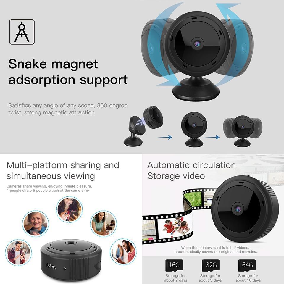 Mini Caméra WiFi 1080P HD IR Vision Nocturne Caméra de Sécurité à Domicile Moniteur Bébé