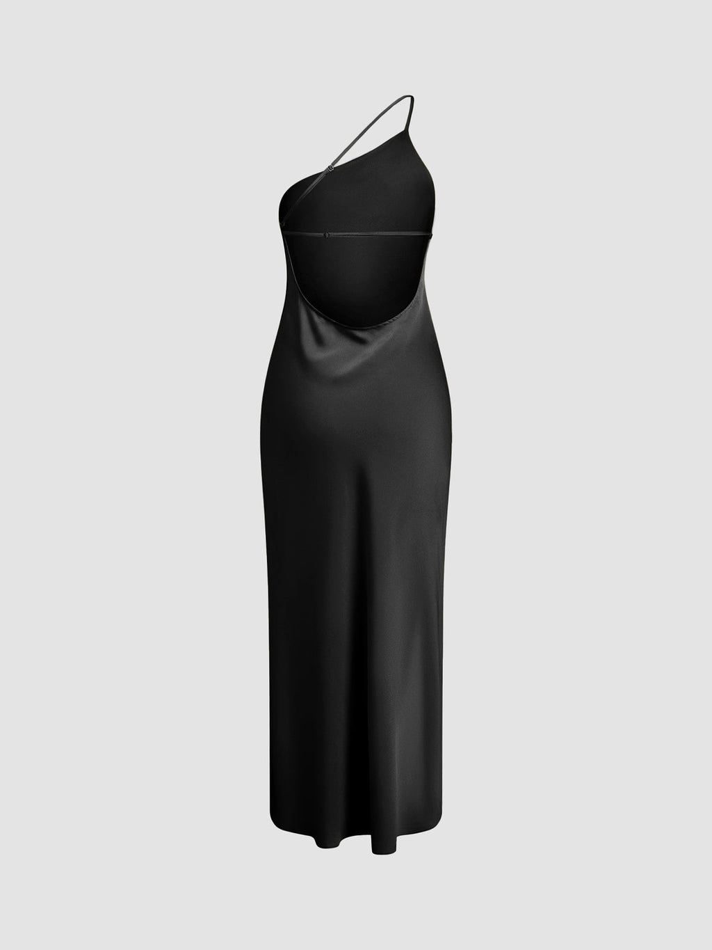 Robe Longue Satinée Fendue à Dos Nu au Clair de Lune