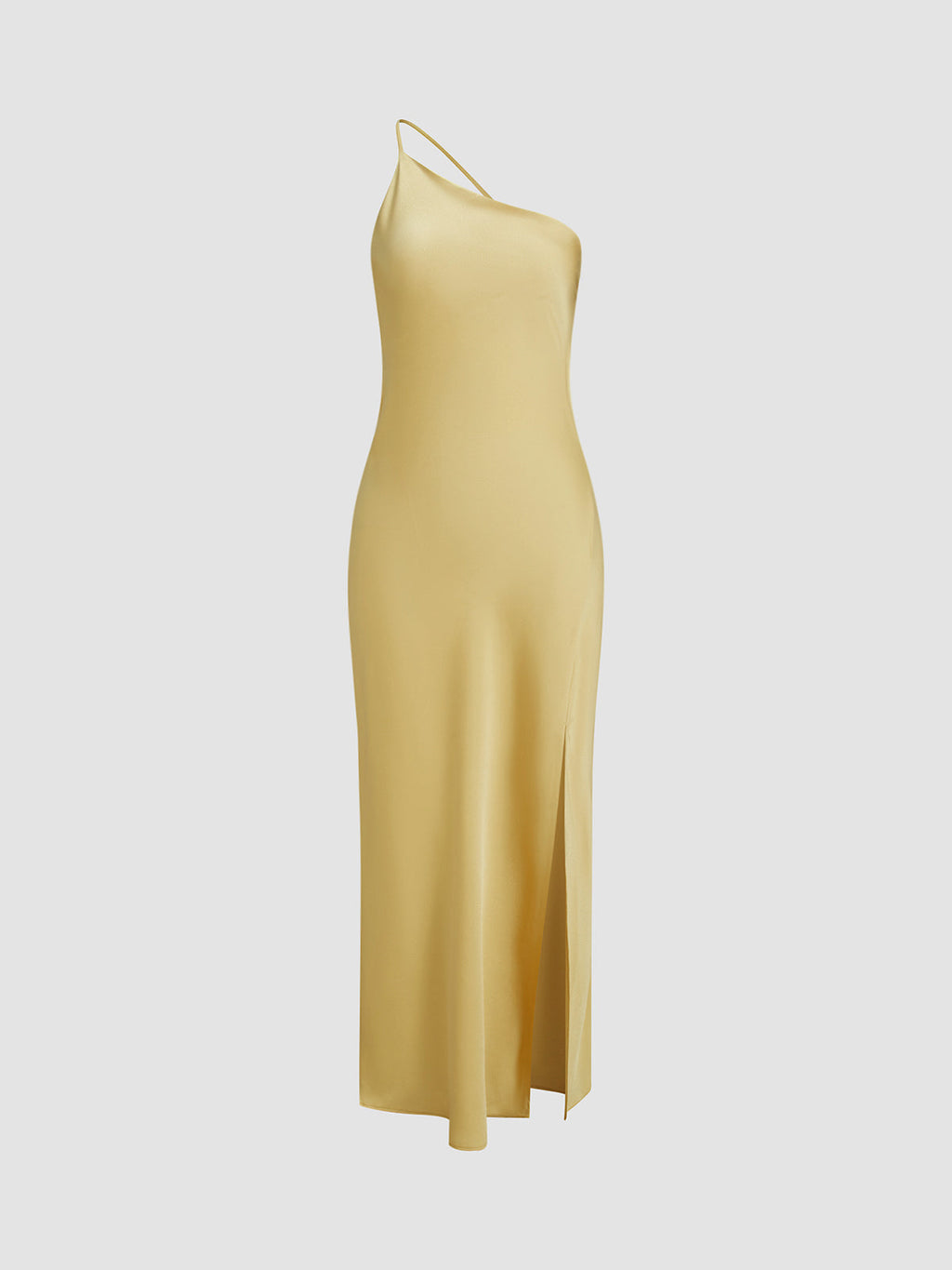 Robe Longue Satinée Fendue à Dos Nu au Clair de Lune