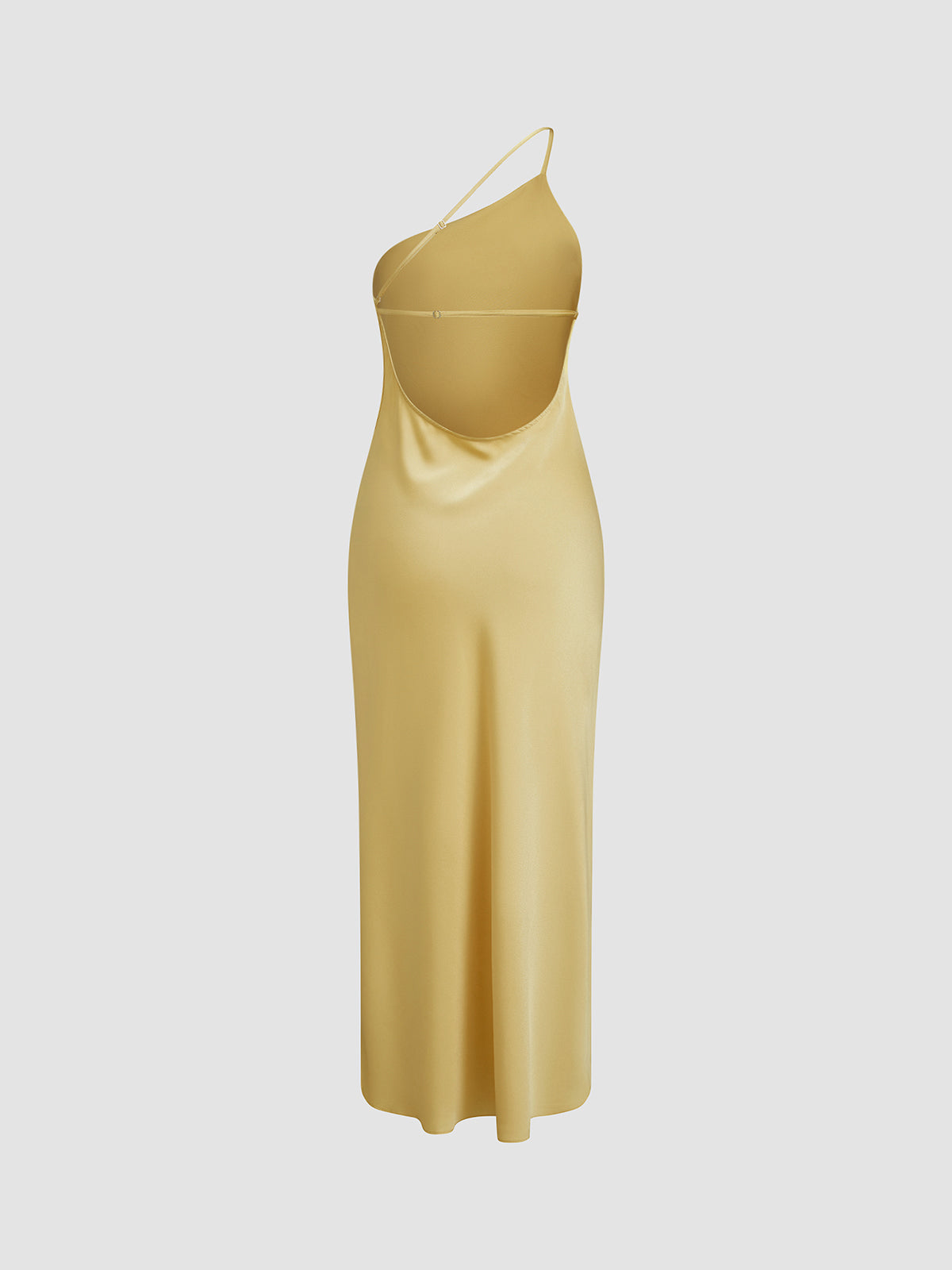 Robe Longue Satinée Fendue à Dos Nu au Clair de Lune