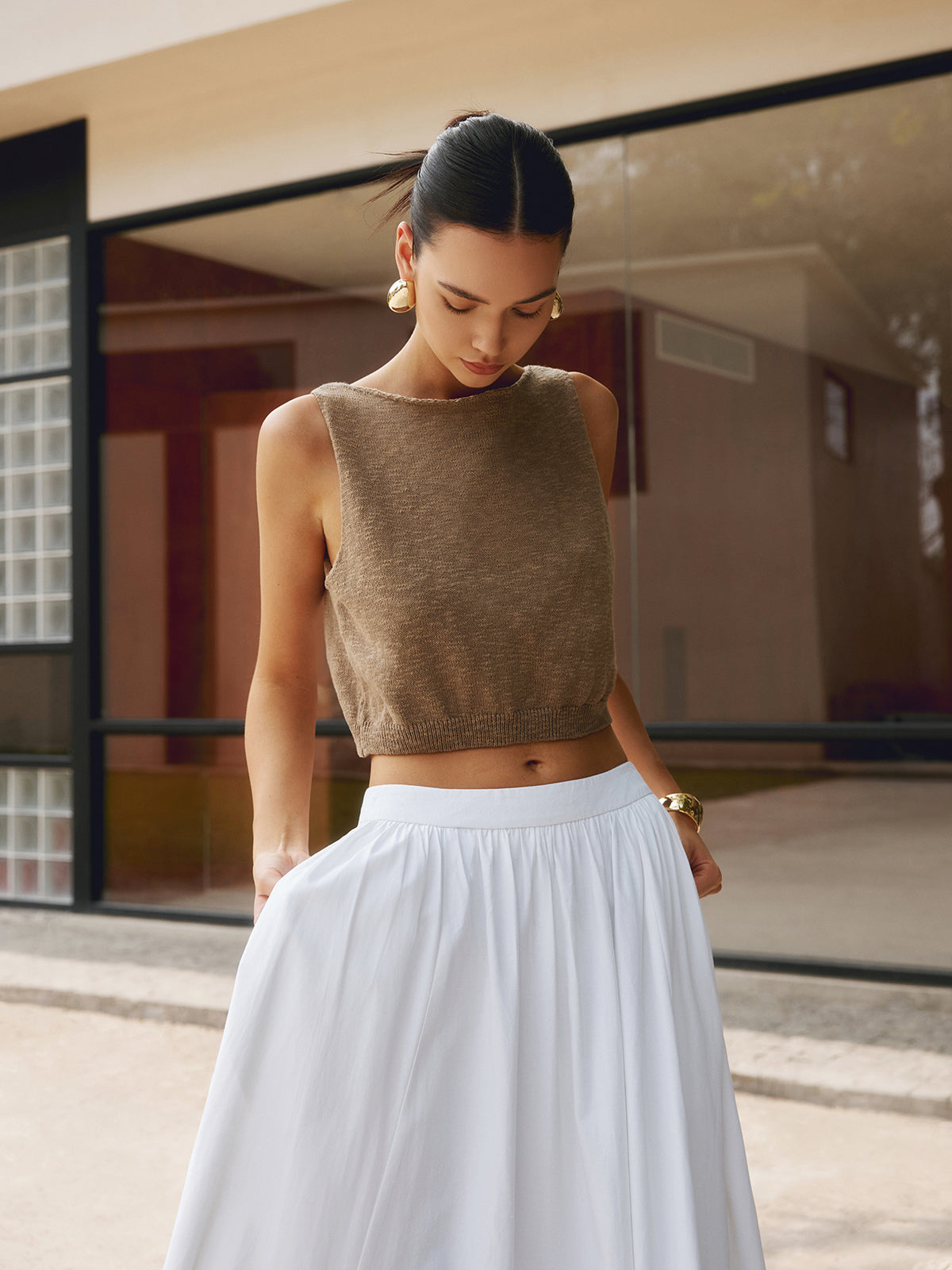 Débardeur en Mélange de Coton