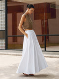 Jupe Maxi Plissée en Coton
