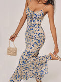 Robe Longue à Ourlet Irregulier Imprimé Floral