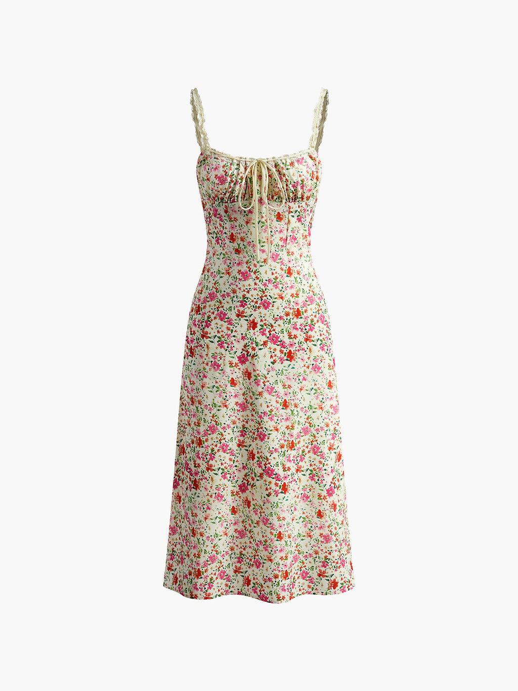 Robe midi à bretelles avec imprimé floral