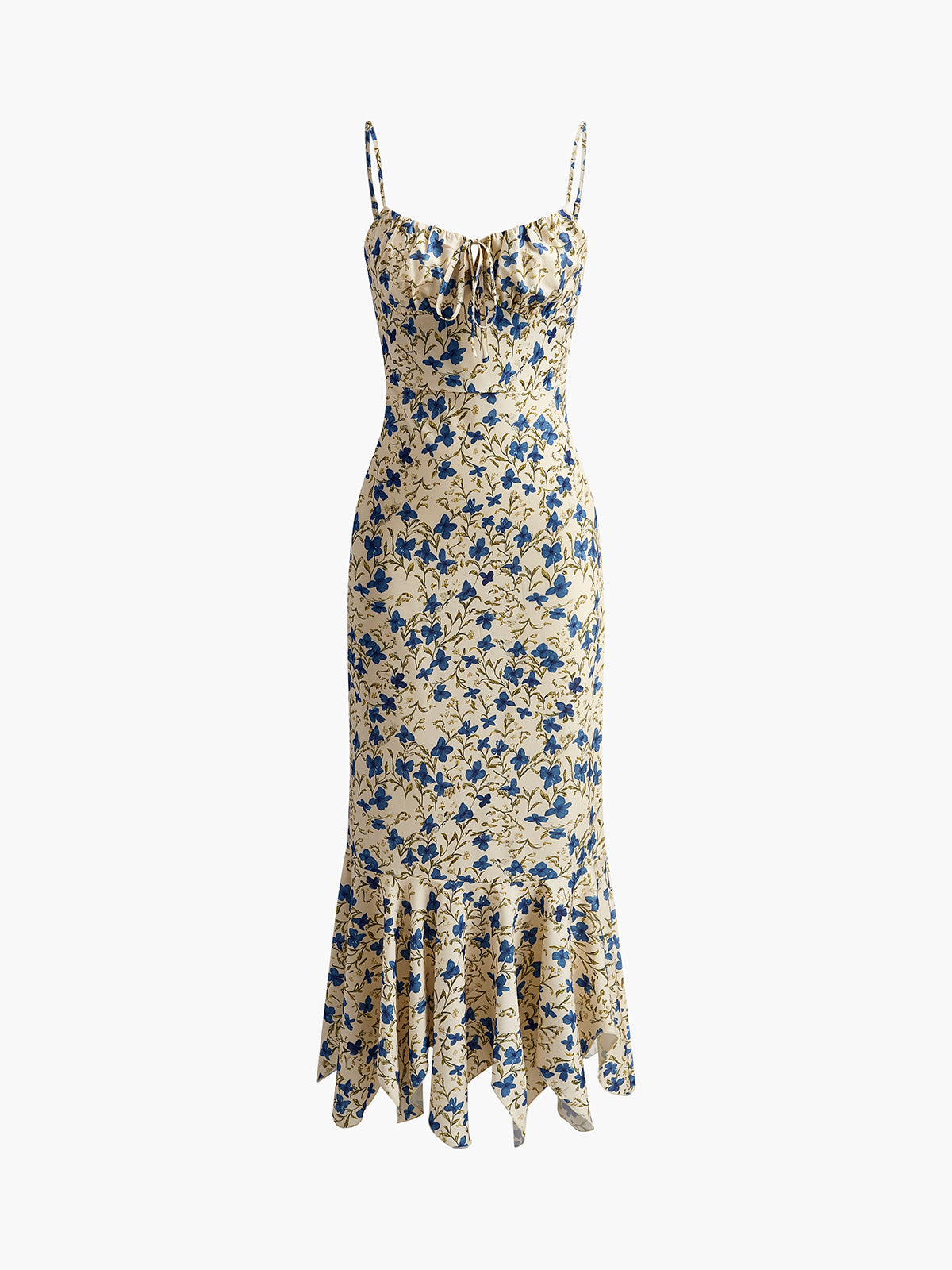 Robe Longue à Ourlet Irregulier Imprimé Floral