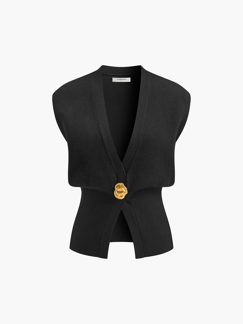 Gilet en Tricot à Détail Boutonné en V