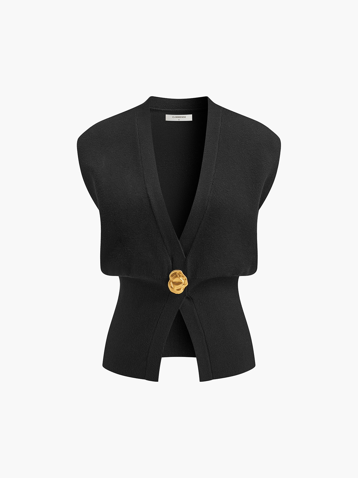 Gilet en Tricot à Détail Boutonné en V
