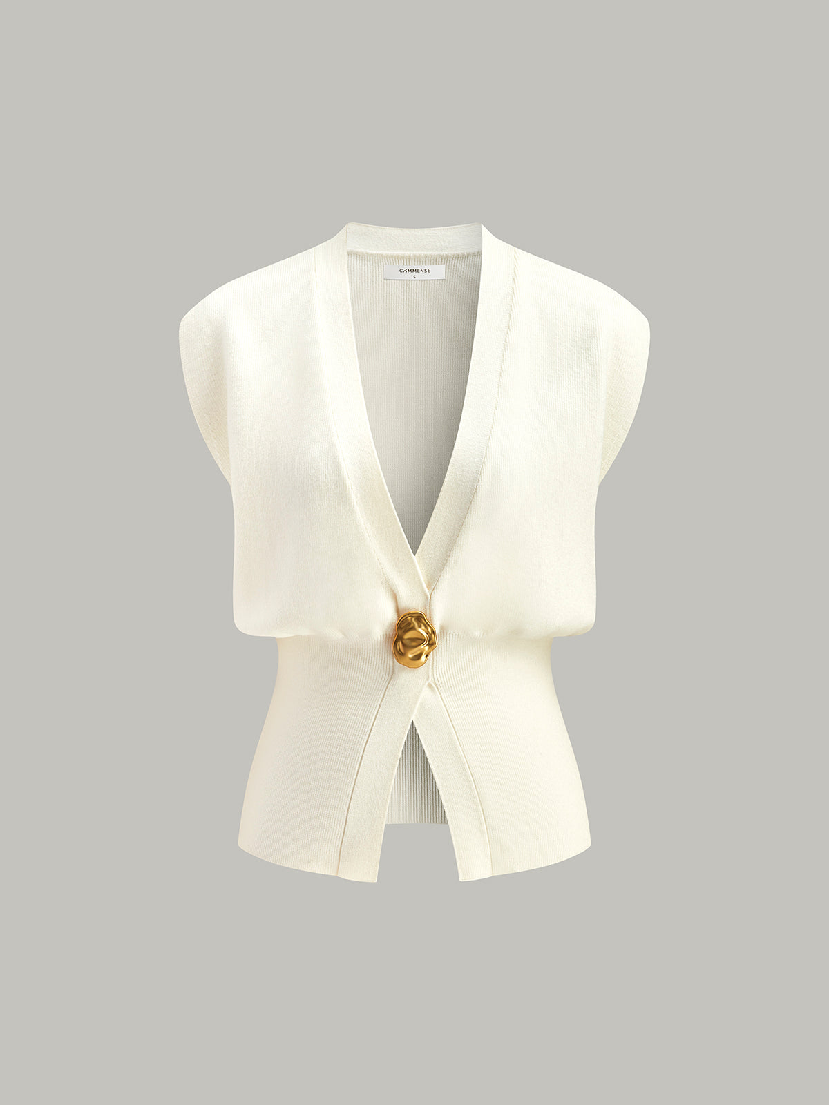 Gilet en Tricot à Détail Boutonné en V