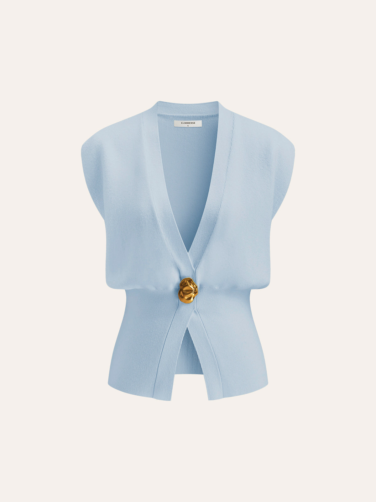 Gilet en Tricot à Détail Boutonné en V