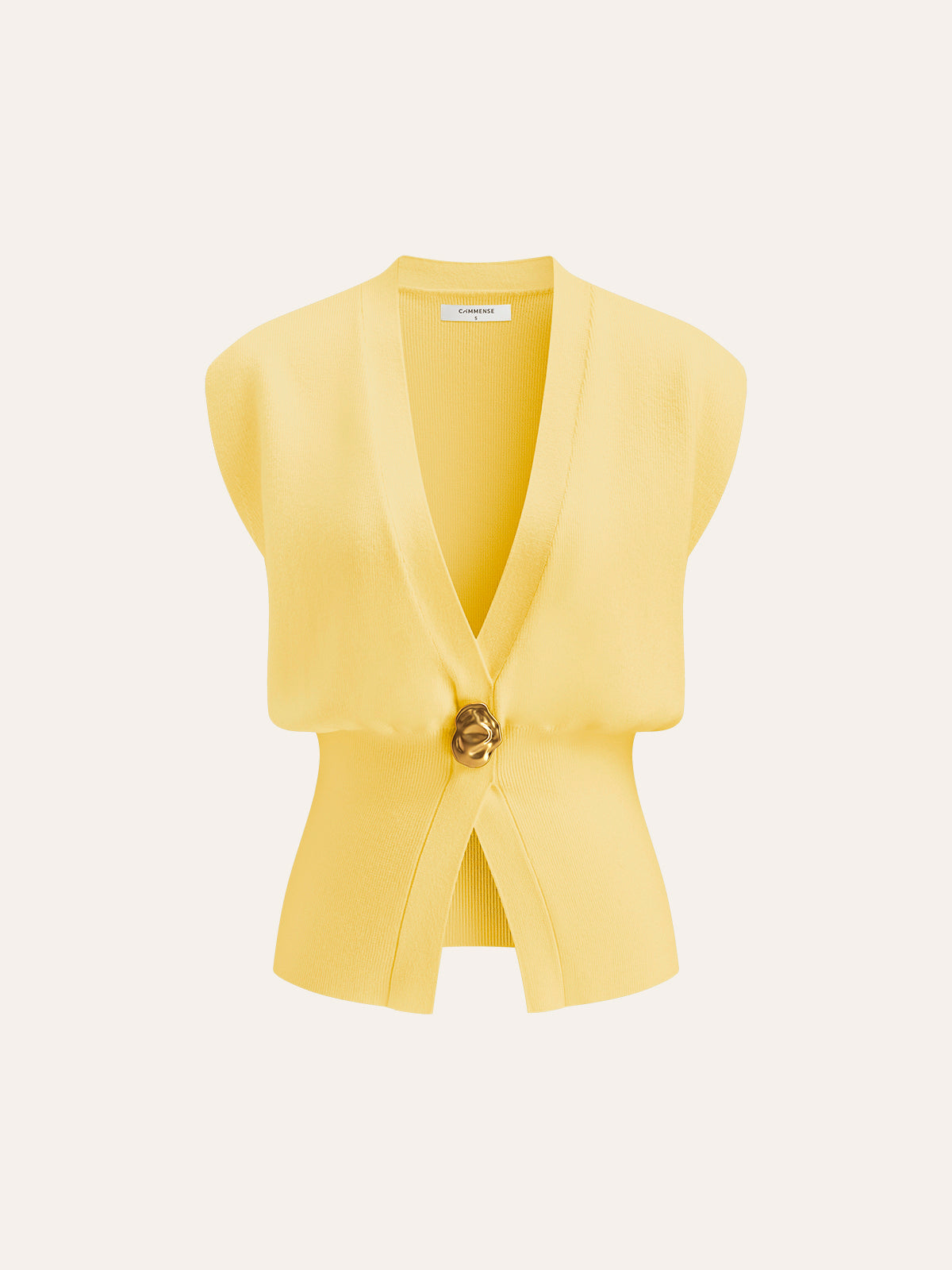 Gilet en Tricot à Détail Boutonné en V