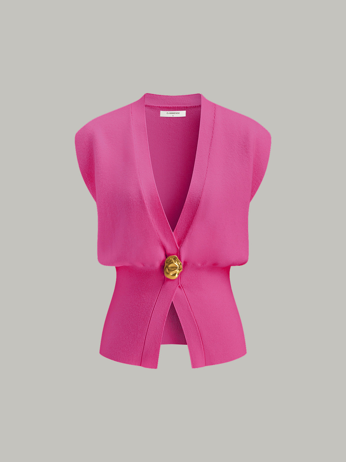 Gilet en Tricot à Détail Boutonné en V
