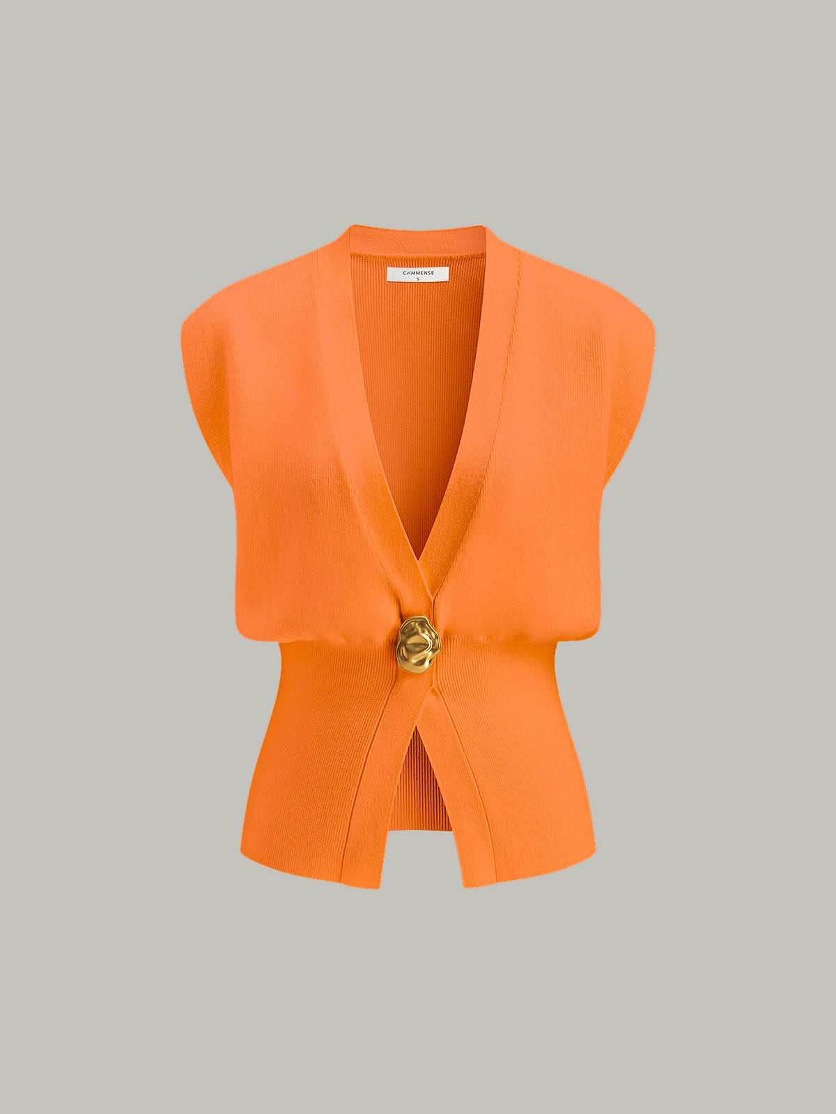 Gilet en Tricot à Détail Boutonné en V