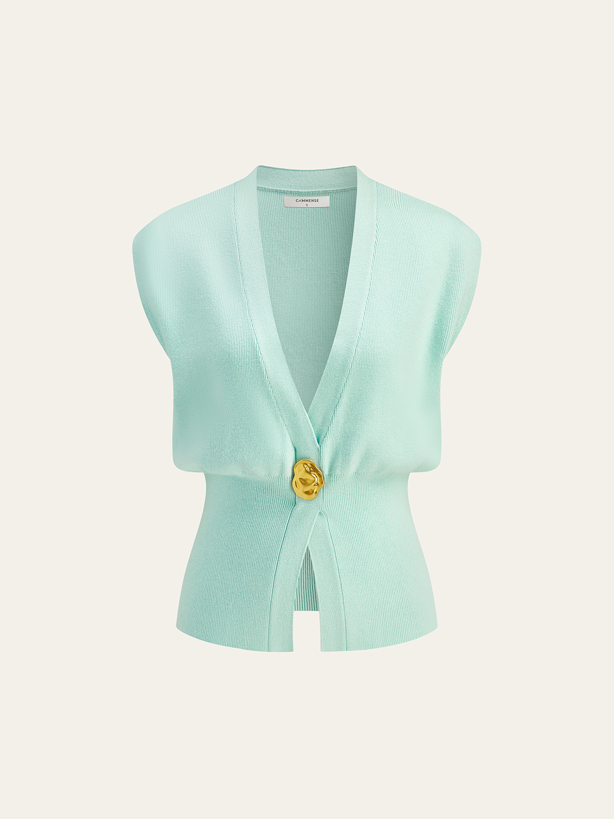 Gilet en Tricot à Détail Boutonné en V