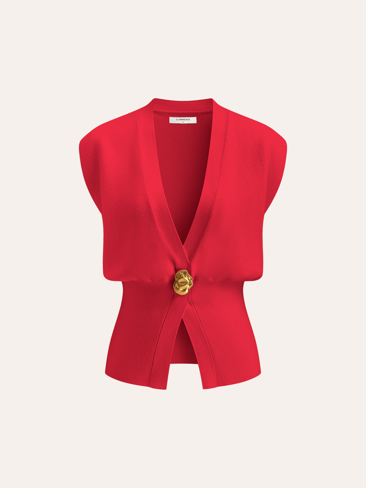 Gilet en Tricot à Détail Boutonné en V