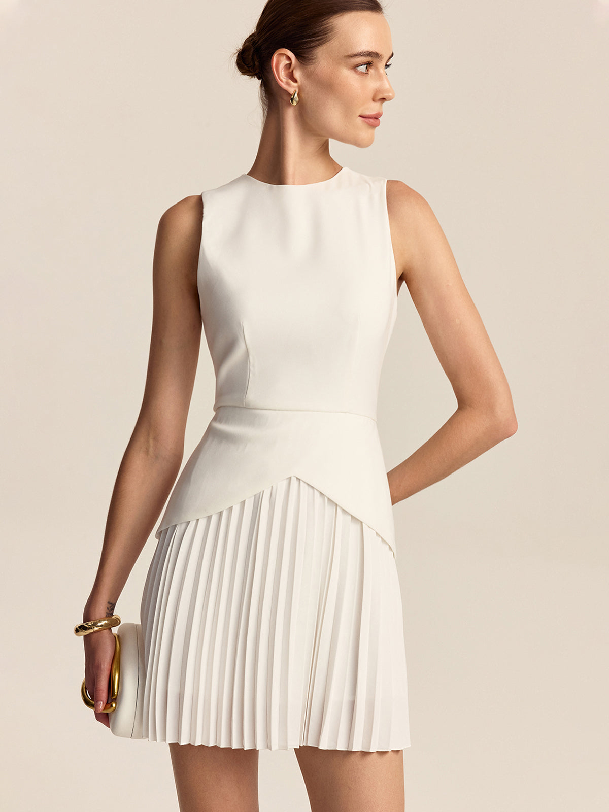 Robe Mini à Ourlet Plissé