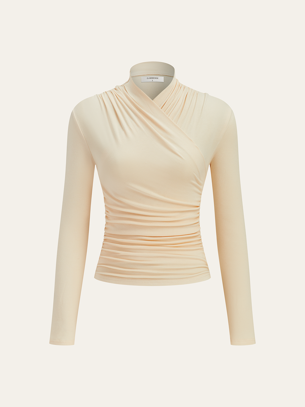 T-shirt plissé à col croisé