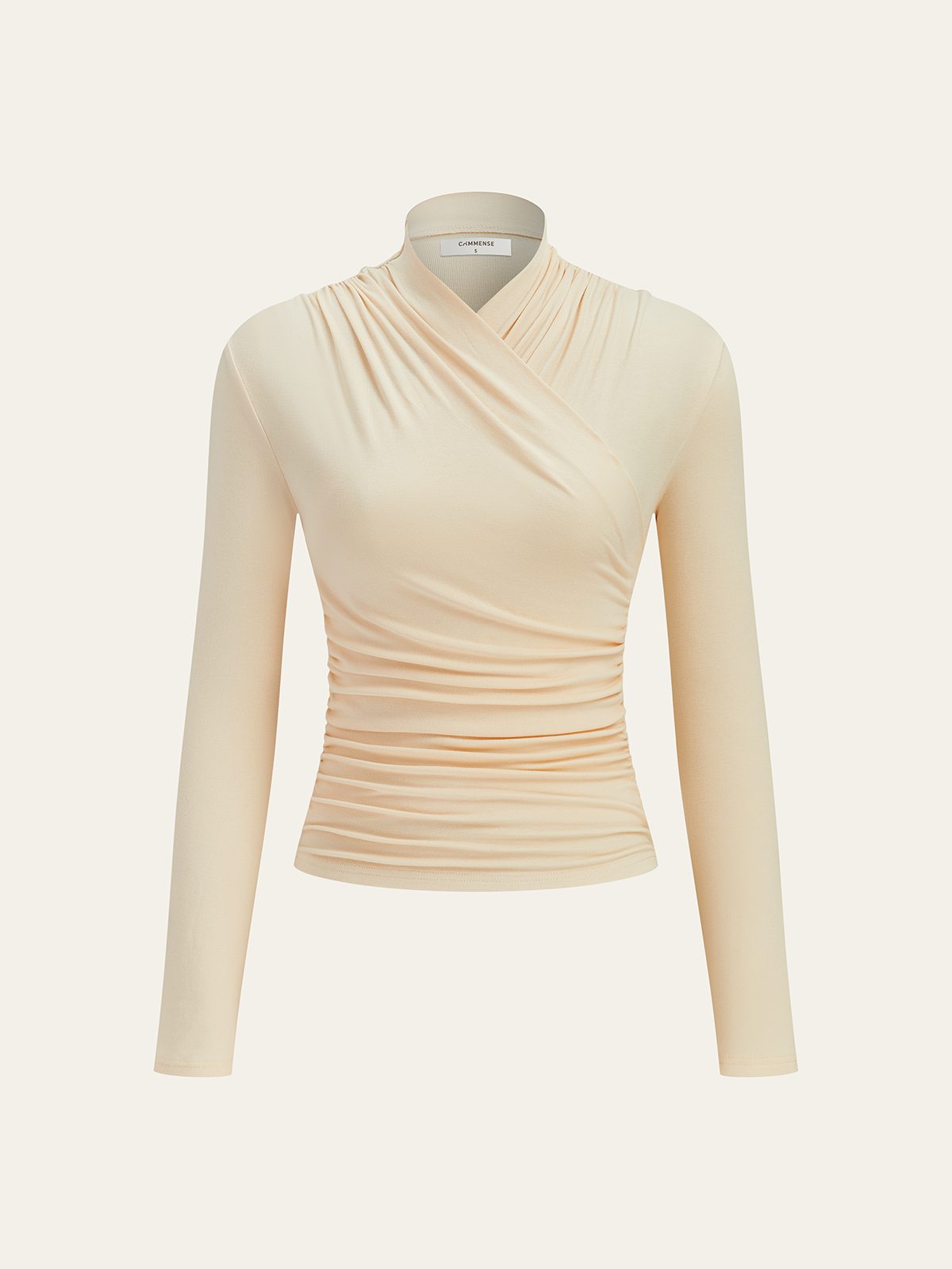 T-shirt plissé à col croisé