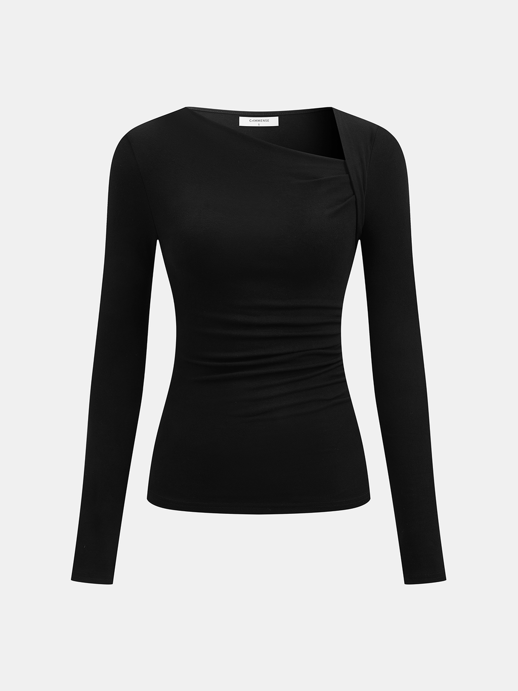 Chemise Asymétrique à Manches Longues en Tricot Côtelé