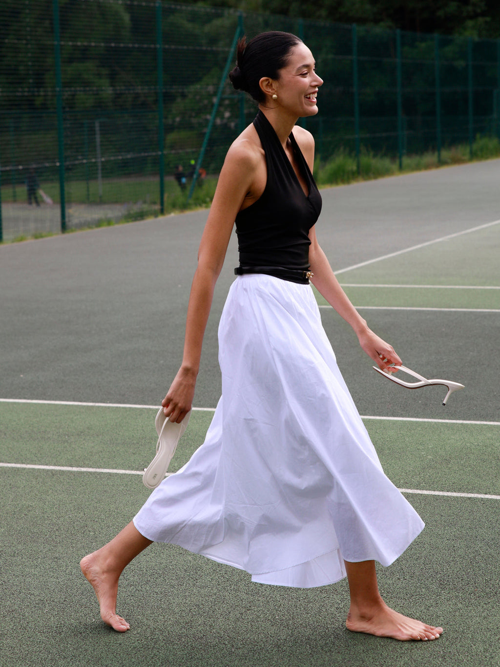 Jupe Maxi Plissée en Coton