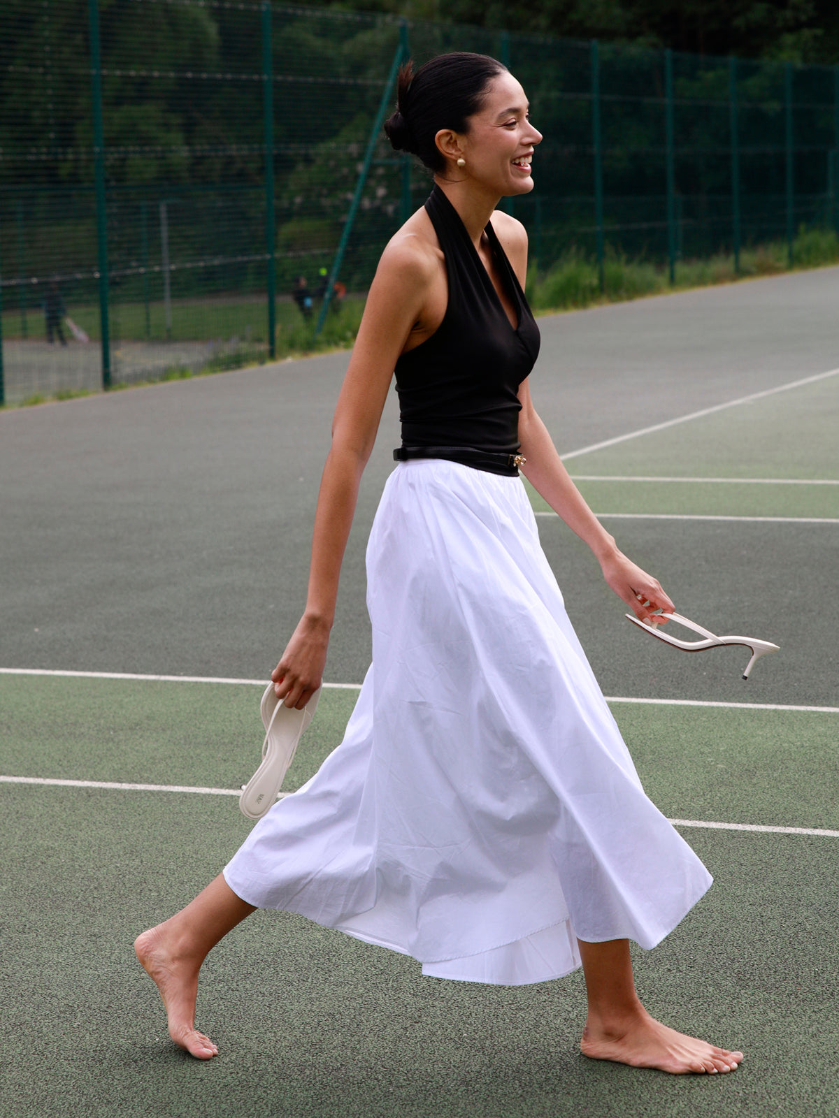 Jupe Maxi Plissée en Coton