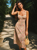 Robe midi à bretelles avec imprimé floral